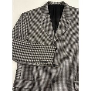 Murano Flannel Wool/Cashmere Ventless Sport Coat 44R Black/White Houndstooth EUC